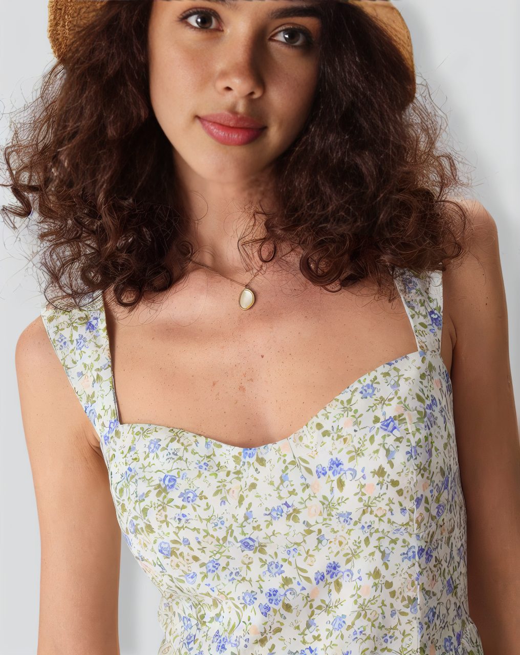 Women's White Sweetheart Neck Floral Mini Dress