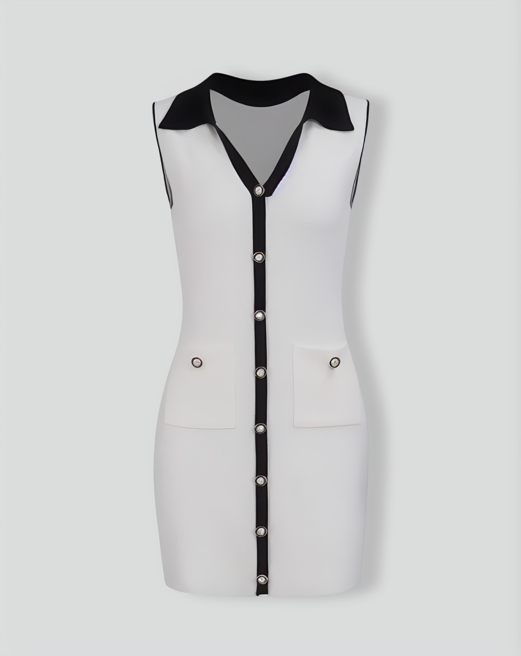 Women's White Contrasting Bodycon Sweater Mini Dress