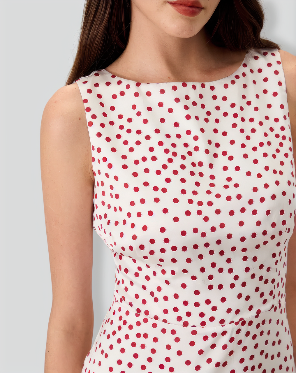 Women's White Boat Neck Polka Dot Mini Dress