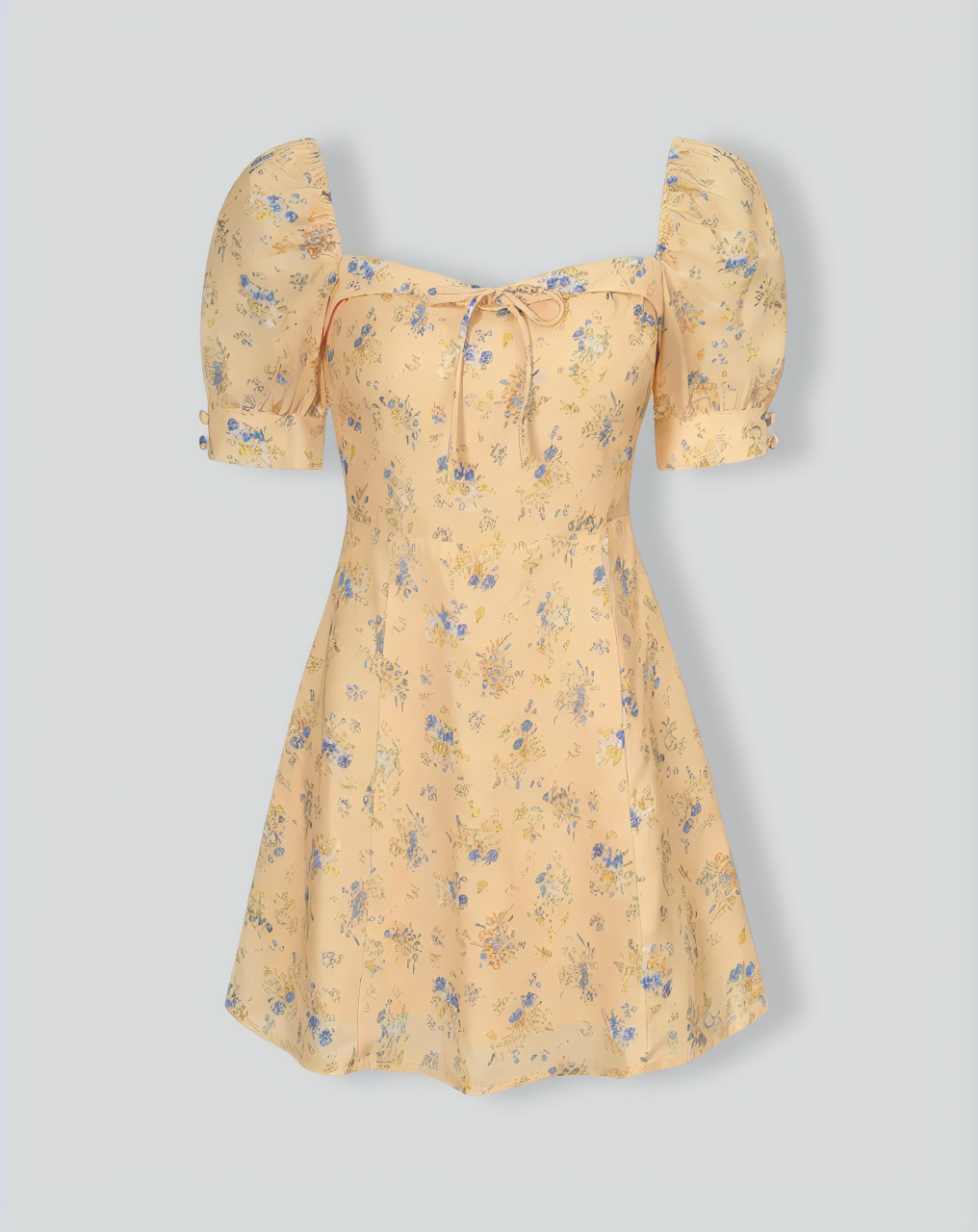 The Yellow Sweetheart Neck Floral Mini Dress