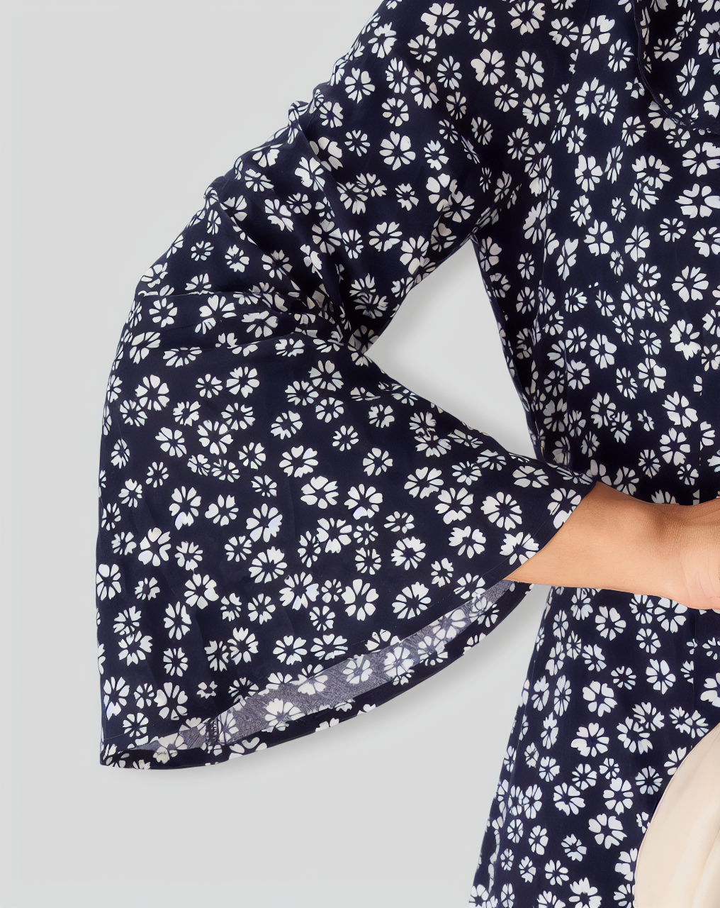 Blue Floral Ruffle Chiffon Maxi Dress