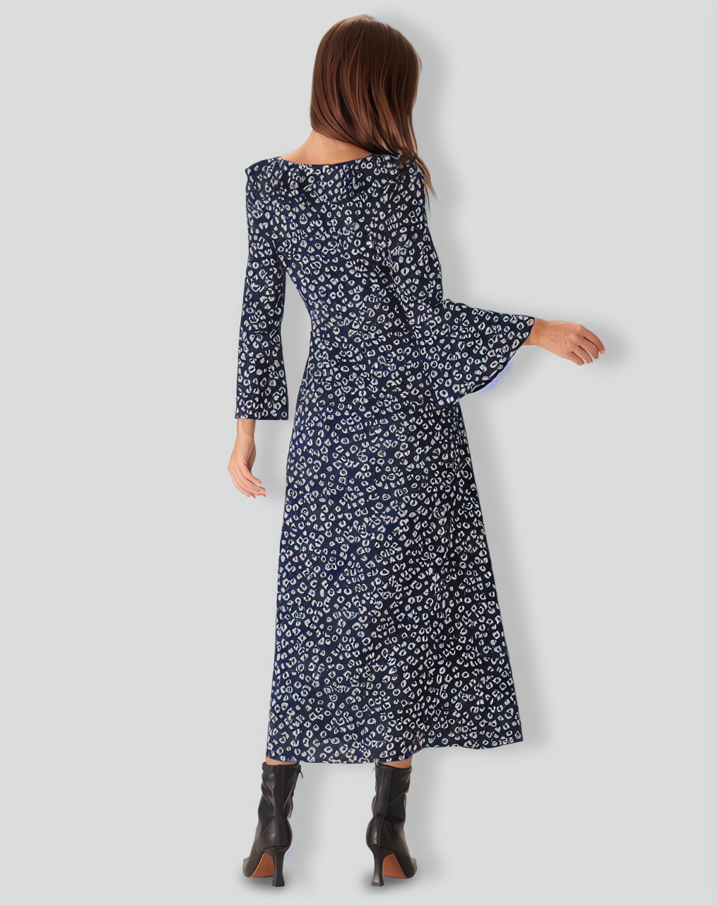 Blue Floral Ruffle Chiffon Maxi Dress