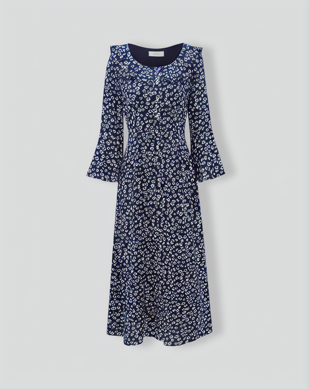 Blue Floral Ruffle Chiffon Maxi Dress