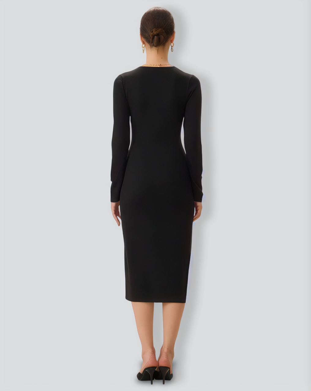 Black V Neck Cut Out Bodycon Sweater Dress