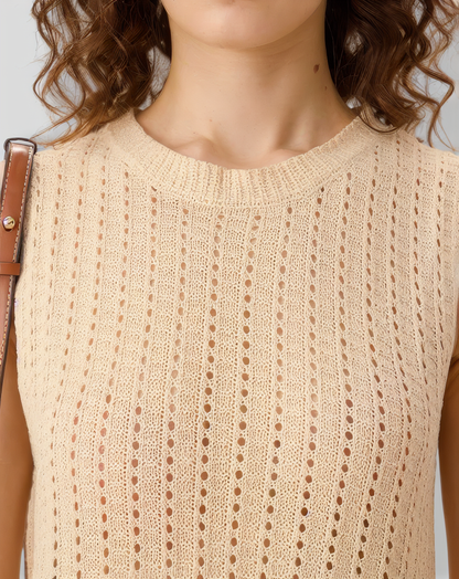 Apricot Sleeveless Bodycon Sweater Dress