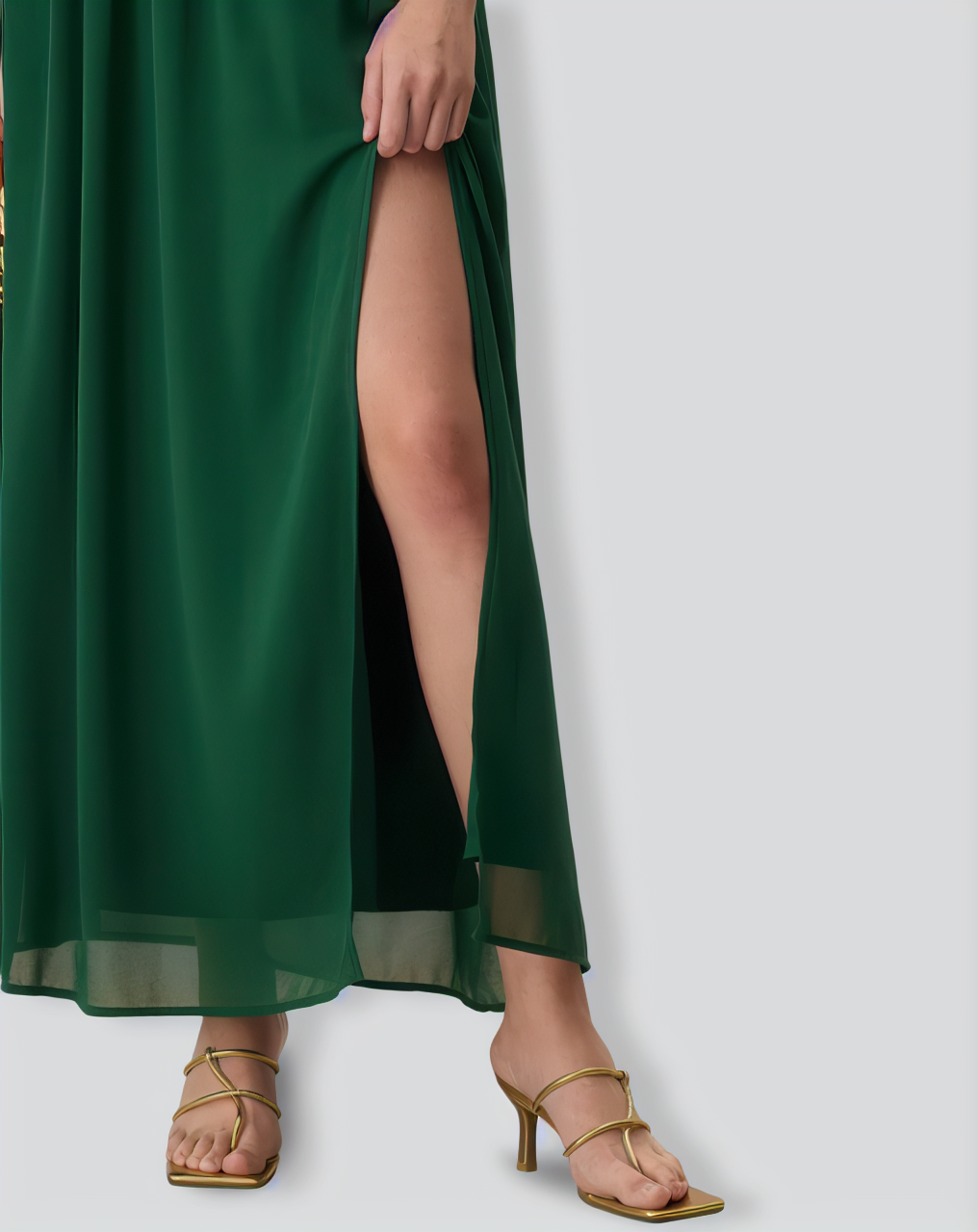 The Green Sweetheart Neck Ruched Maxi Dress