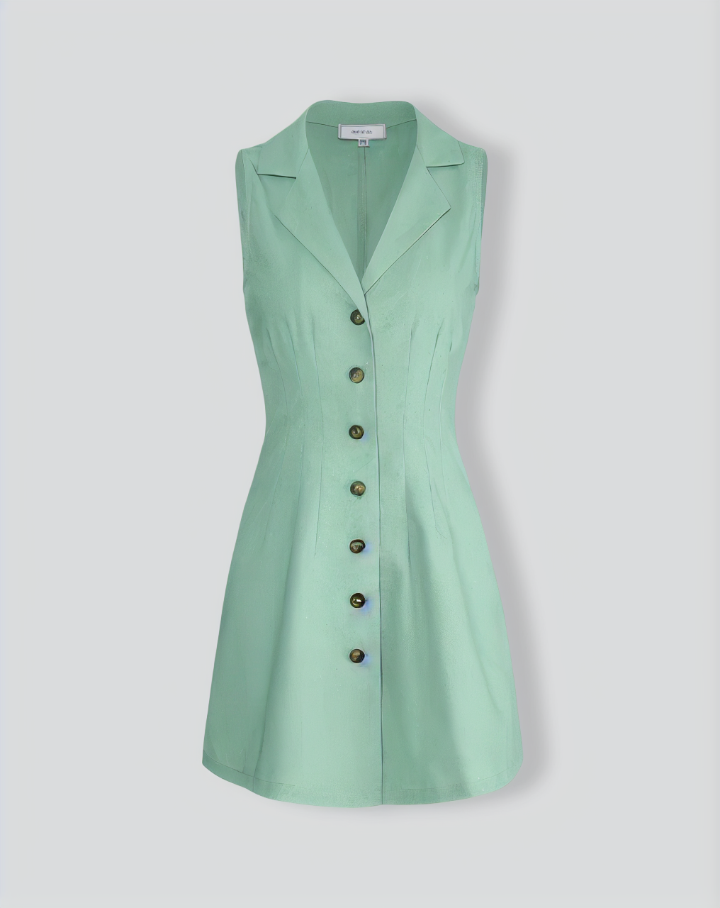 The Green Lapel Button-up Sleeveless Mini Dress