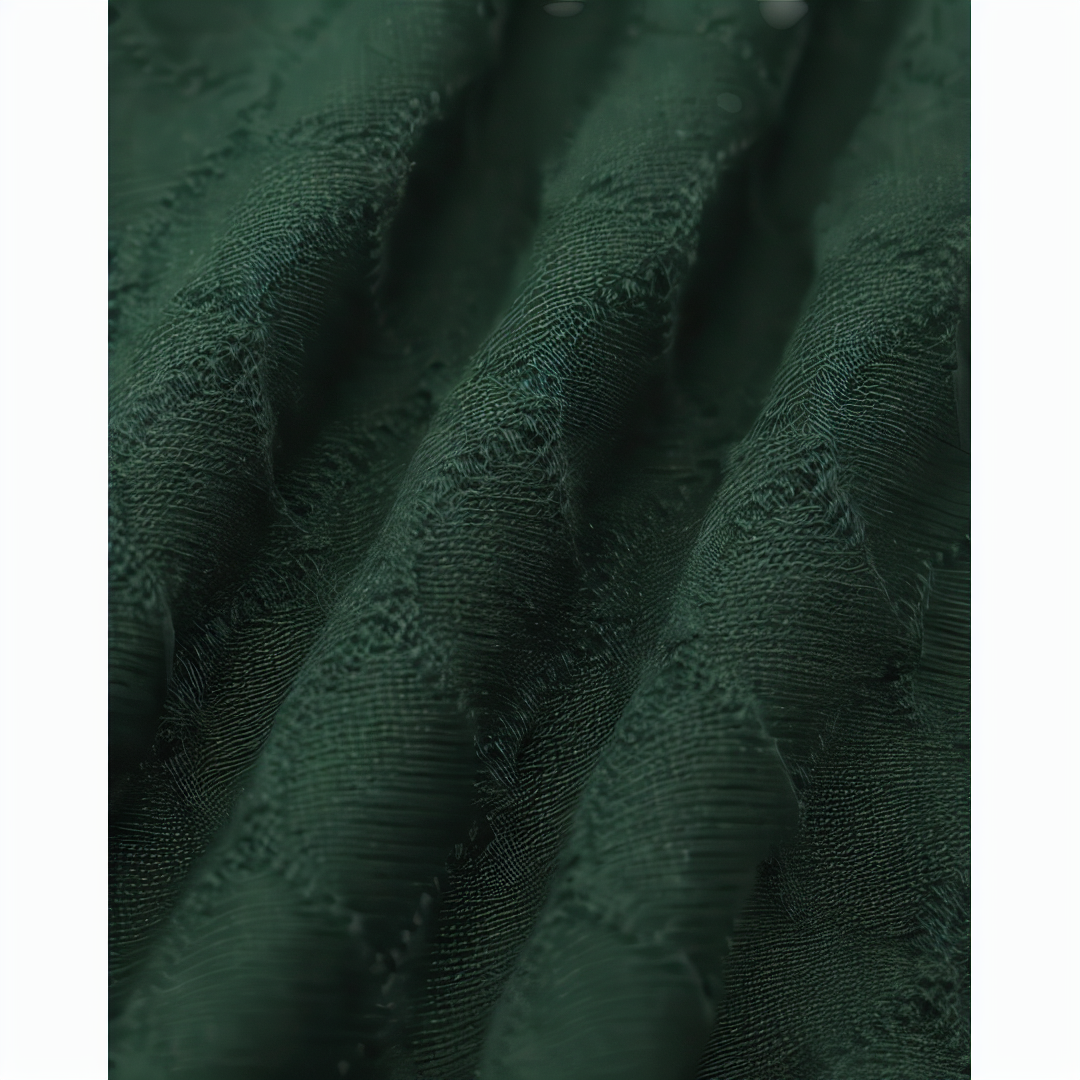 The Dark Green Lapel Ribbed Textured Knit Top