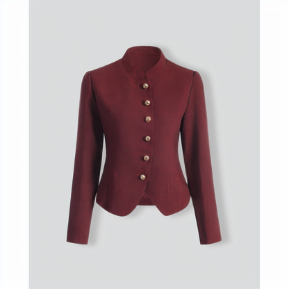 Burgundy Retro Single-breasted Tweed Jacket