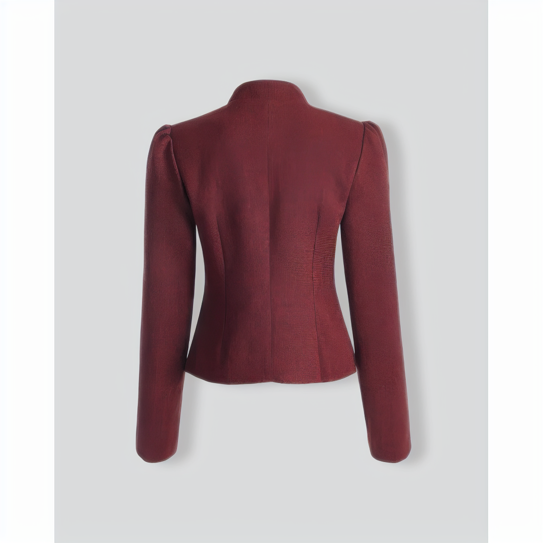 Burgundy Retro Single-breasted Tweed Jacket
