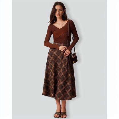 The Coffee V Neck Criss-Cross Wrap Knit Top