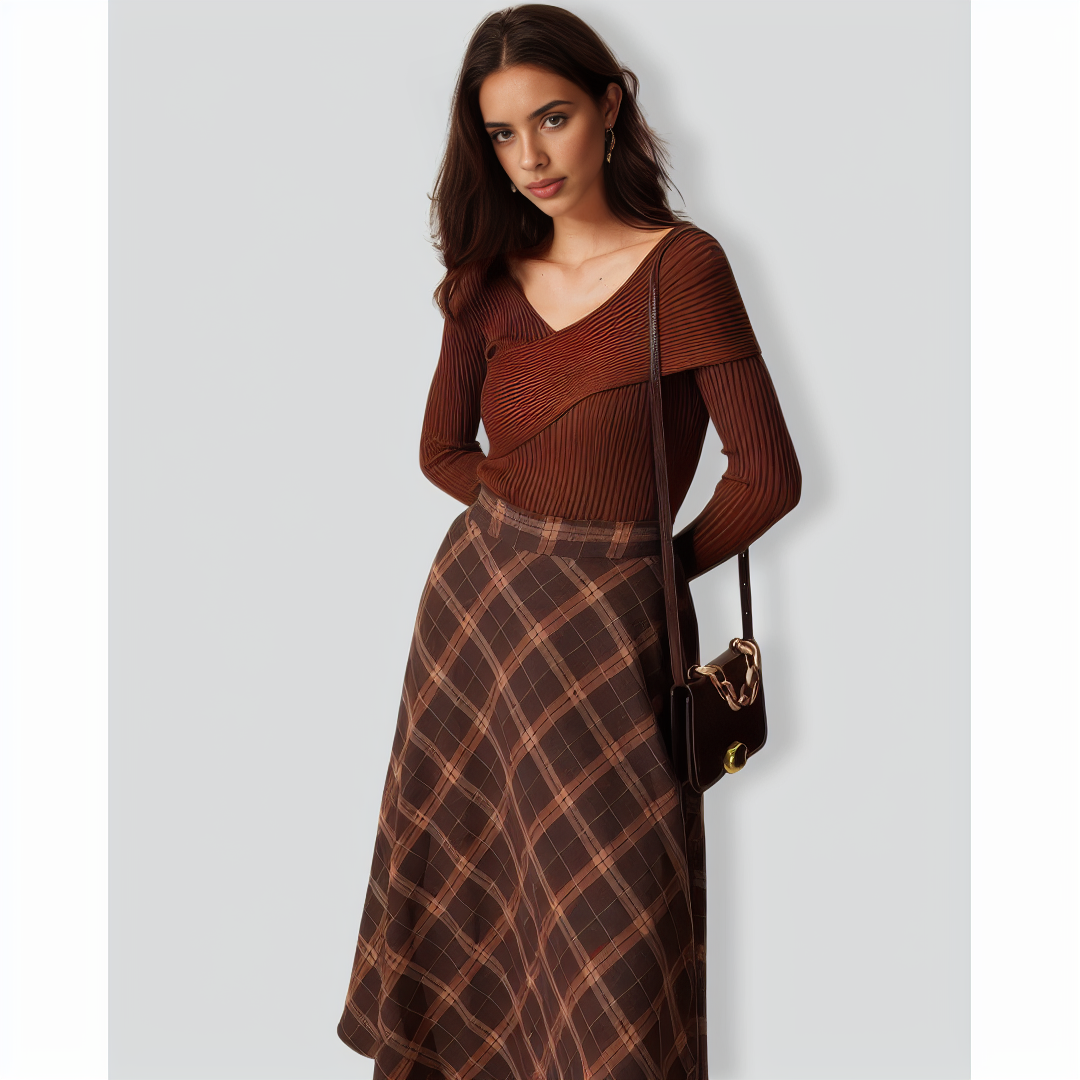 The Coffee V Neck Criss-Cross Wrap Knit Top