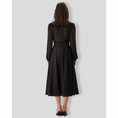 Black Lace Lantern Sleeve Blouse