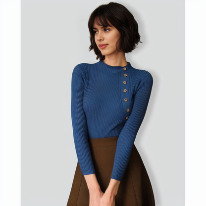 The Solid Mock Neck Ribbed Knit Top