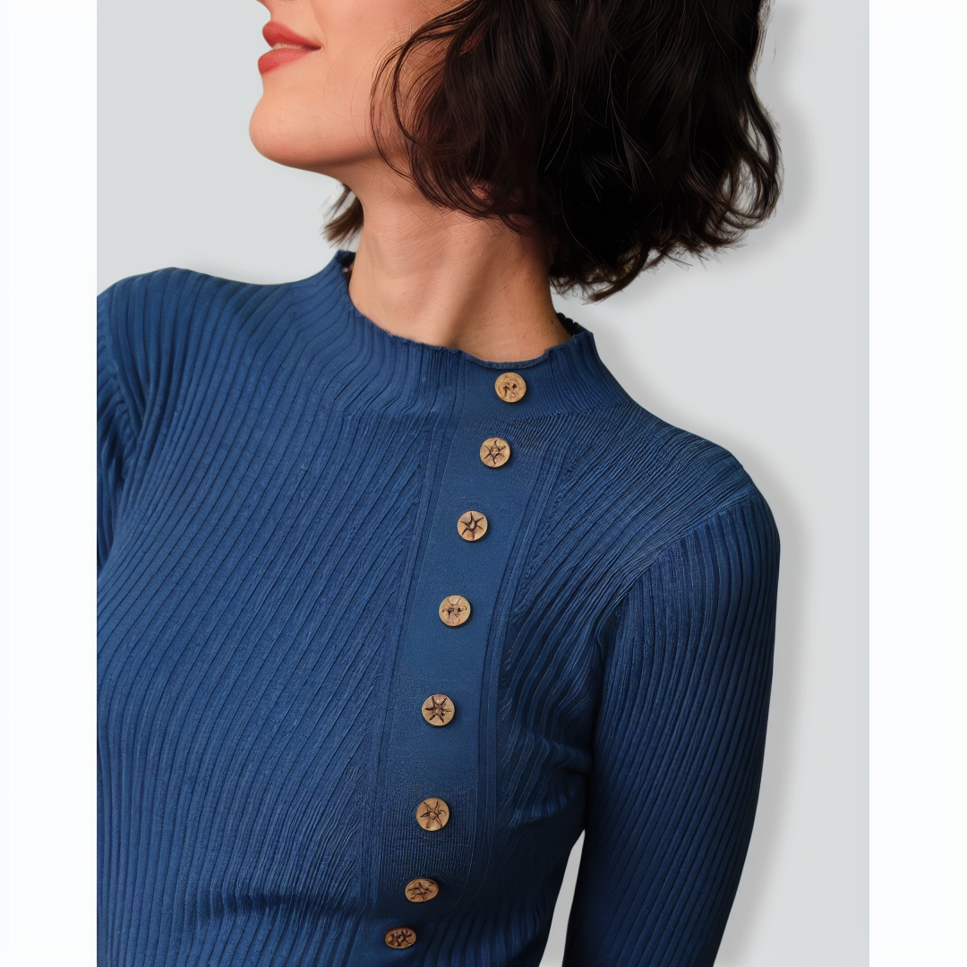 The Solid Mock Neck Ribbed Knit Top