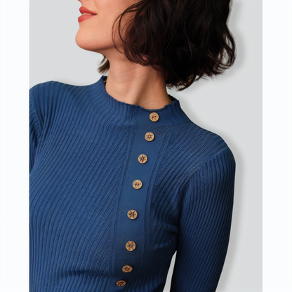 The Solid Mock Neck Ribbed Knit Top