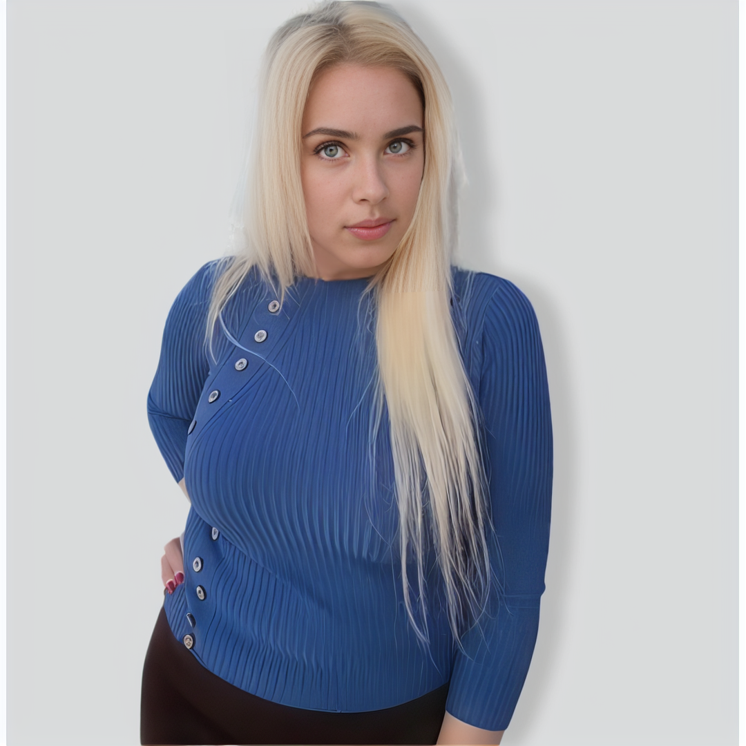 The Solid Mock Neck Ribbed Knit Top