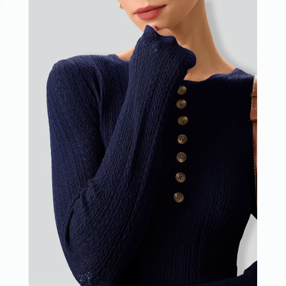 Navy Round Neck Slim Sweater