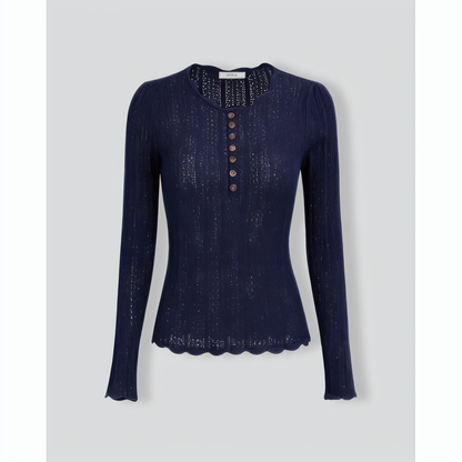 Navy Round Neck Slim Sweater