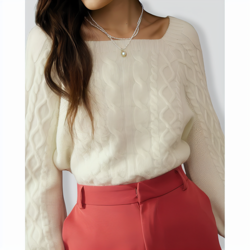 The Romance Cable Knit Crew Sweater