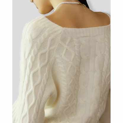 The Romance Cable Knit Crew Sweater