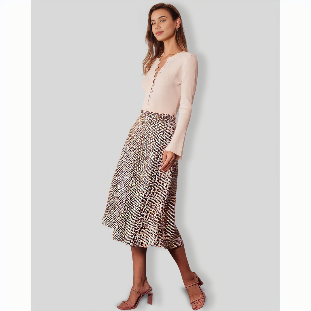 The Apricot Round Neck Button Up Knit Top