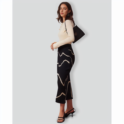 BC1400 The Beige Ribbed Cut Out Bowknot Knit Top