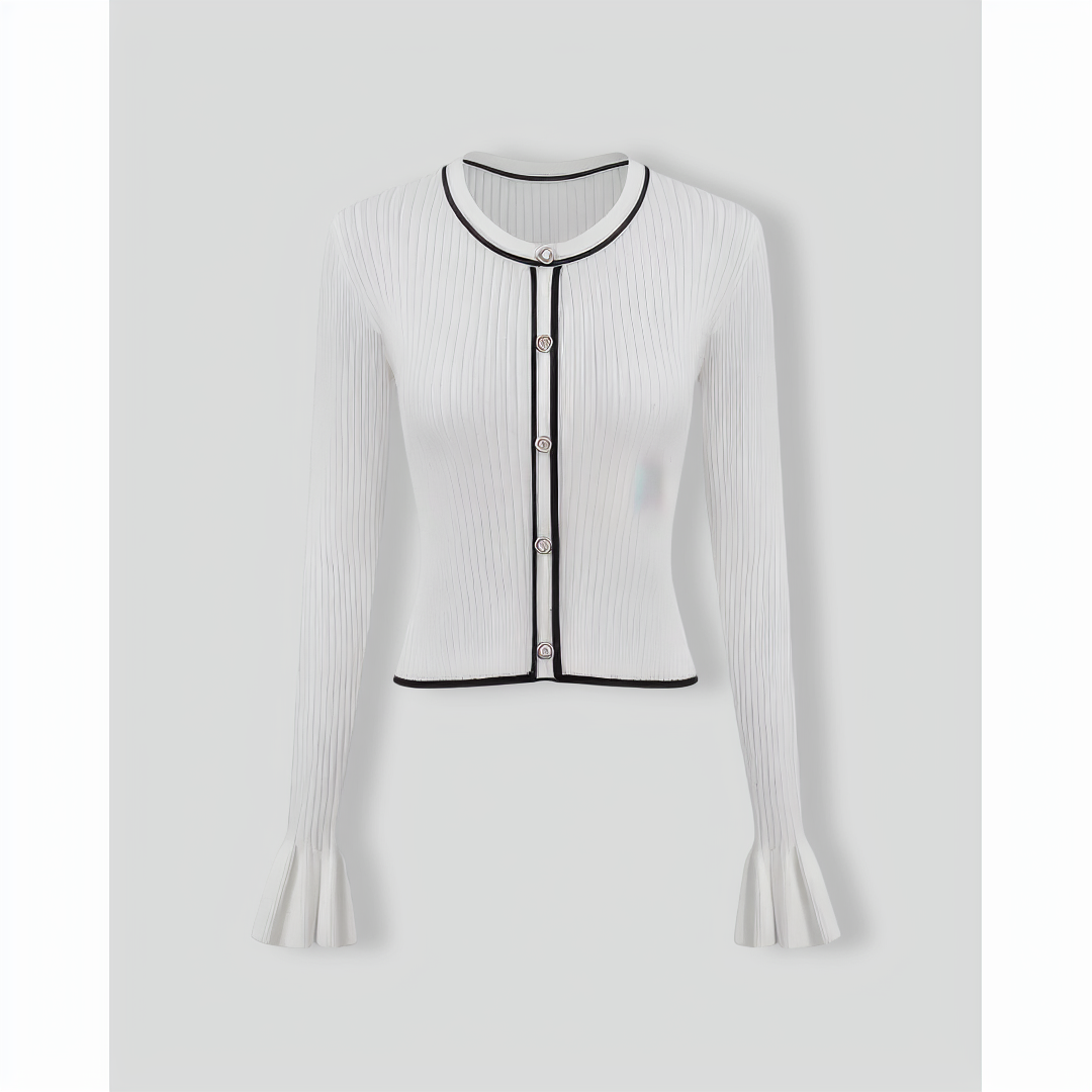 Women's White Contrasting Knit Top