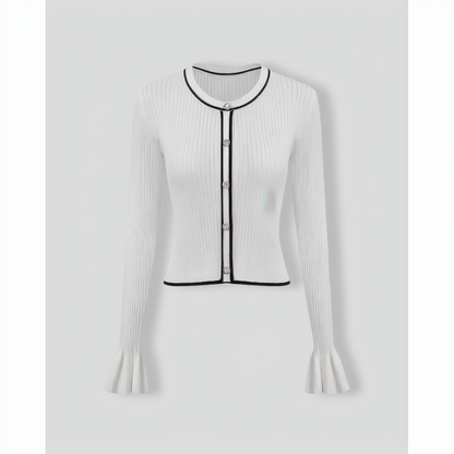 Women's White Contrasting Knit Top