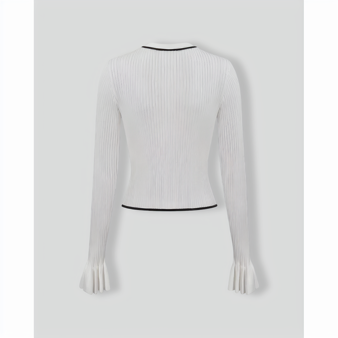Women's White Contrasting Knit Top