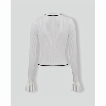 Women's White Contrasting Knit Top