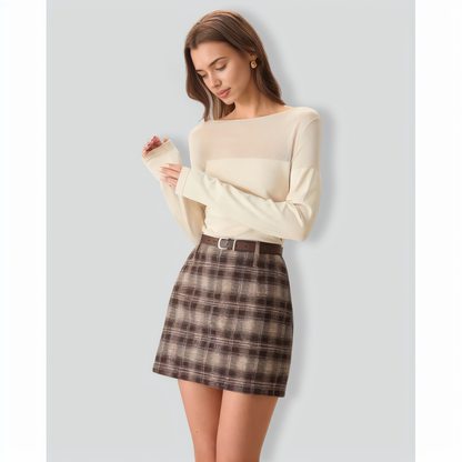 The Apricot Boat Neck Sheer Knit Top