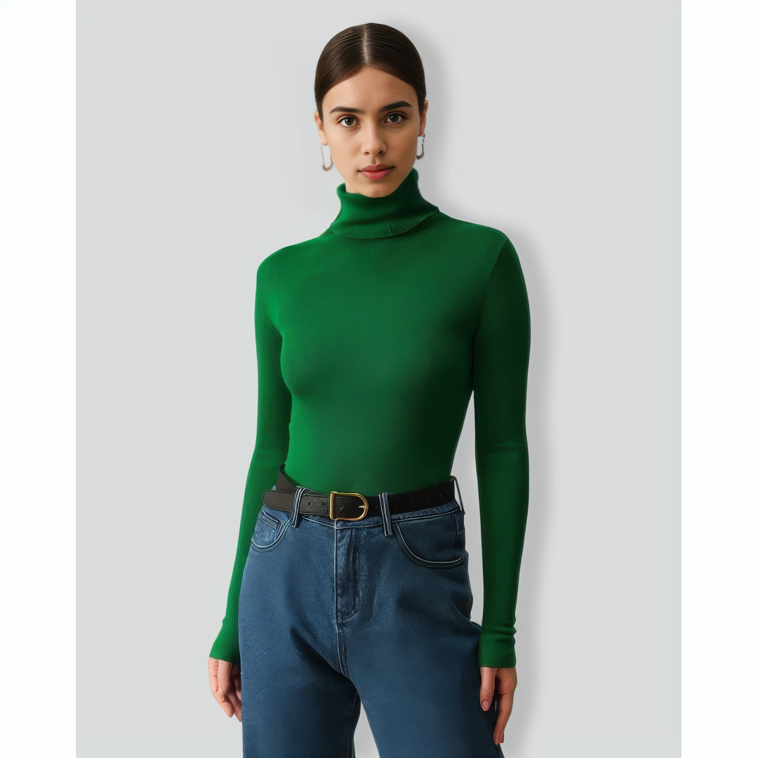 The Solid Turtleneck Ribbed Sweater