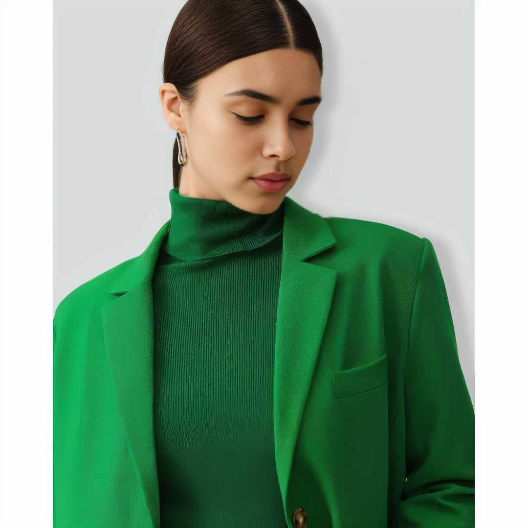 The Solid Turtleneck Ribbed Sweater