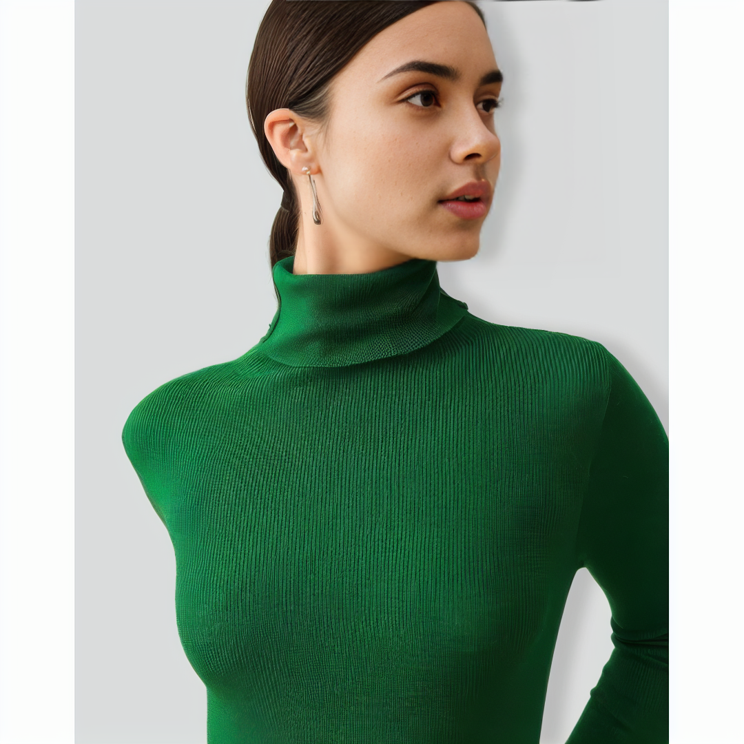 The Solid Turtleneck Ribbed Sweater