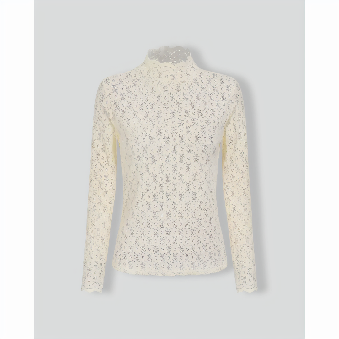 Women's Apricot Mock Neck Jacquard Knit Tee