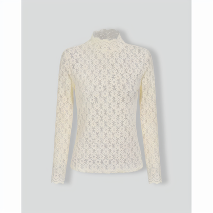 Women's Apricot Mock Neck Jacquard Knit Tee