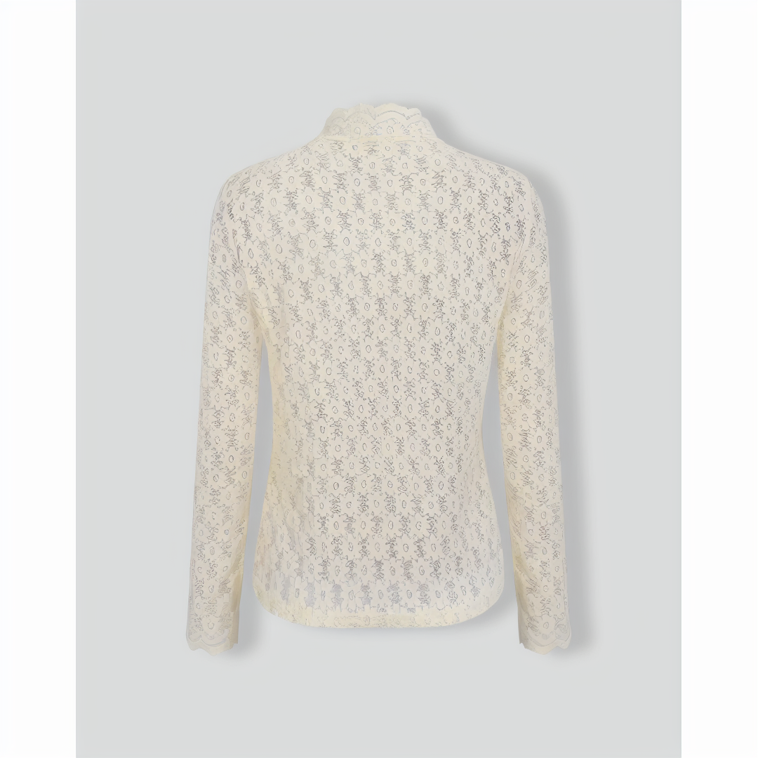 Women's Apricot Mock Neck Jacquard Knit Tee