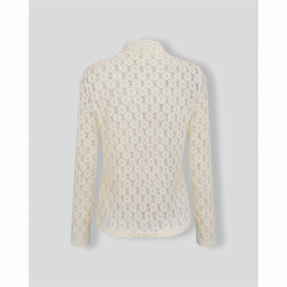 Women's Apricot Mock Neck Jacquard Knit Tee