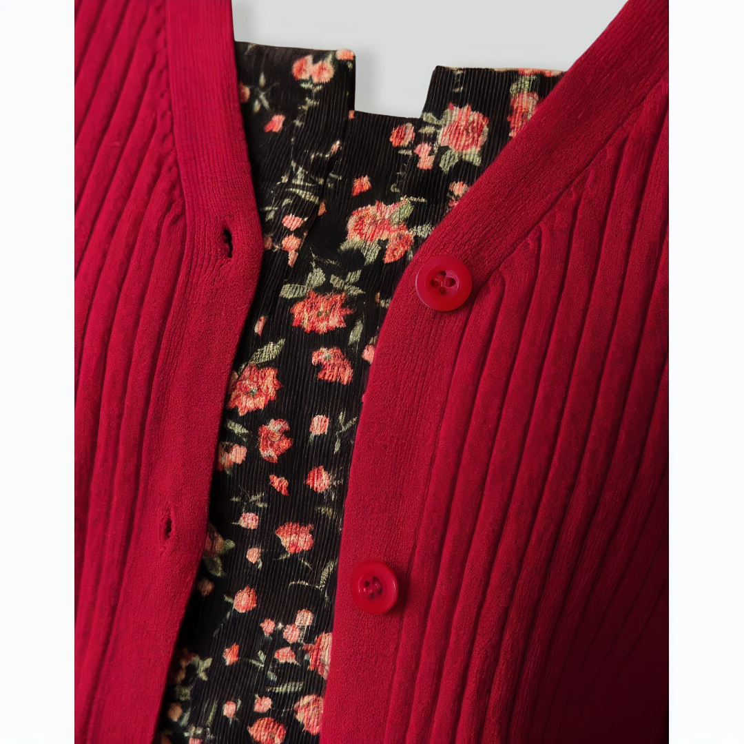 The Solid V Neck Ribbed Cardigan