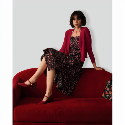 The Solid V Neck Ribbed Cardigan