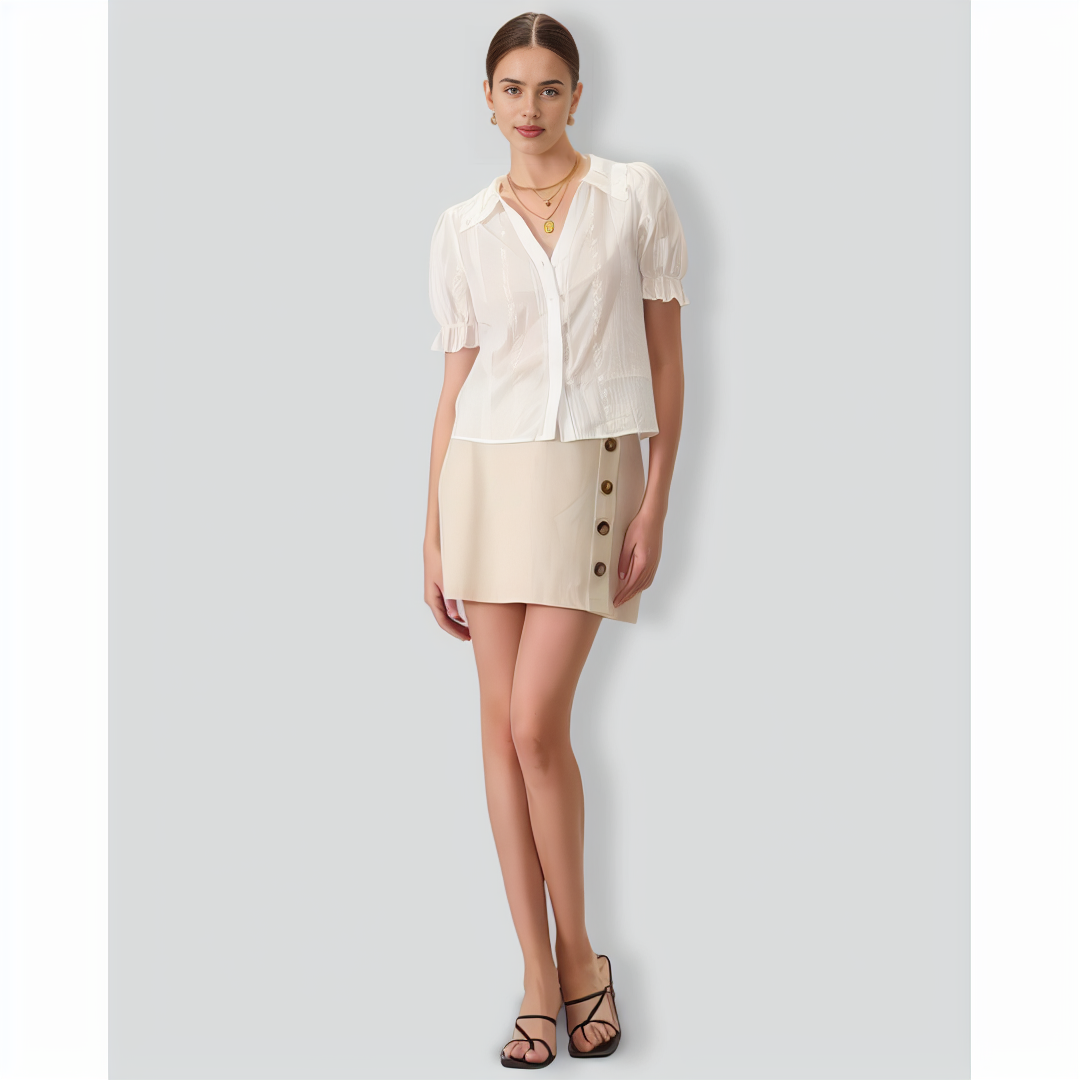 Women's White Collared Lace Embroidery Cotton Blouse