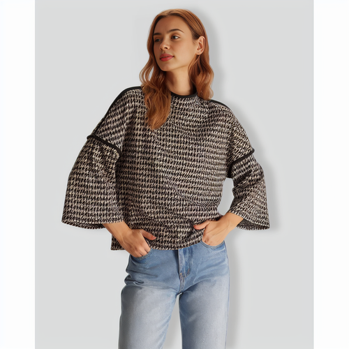 The Black Mock Neck Houndstooth Sweatshirt