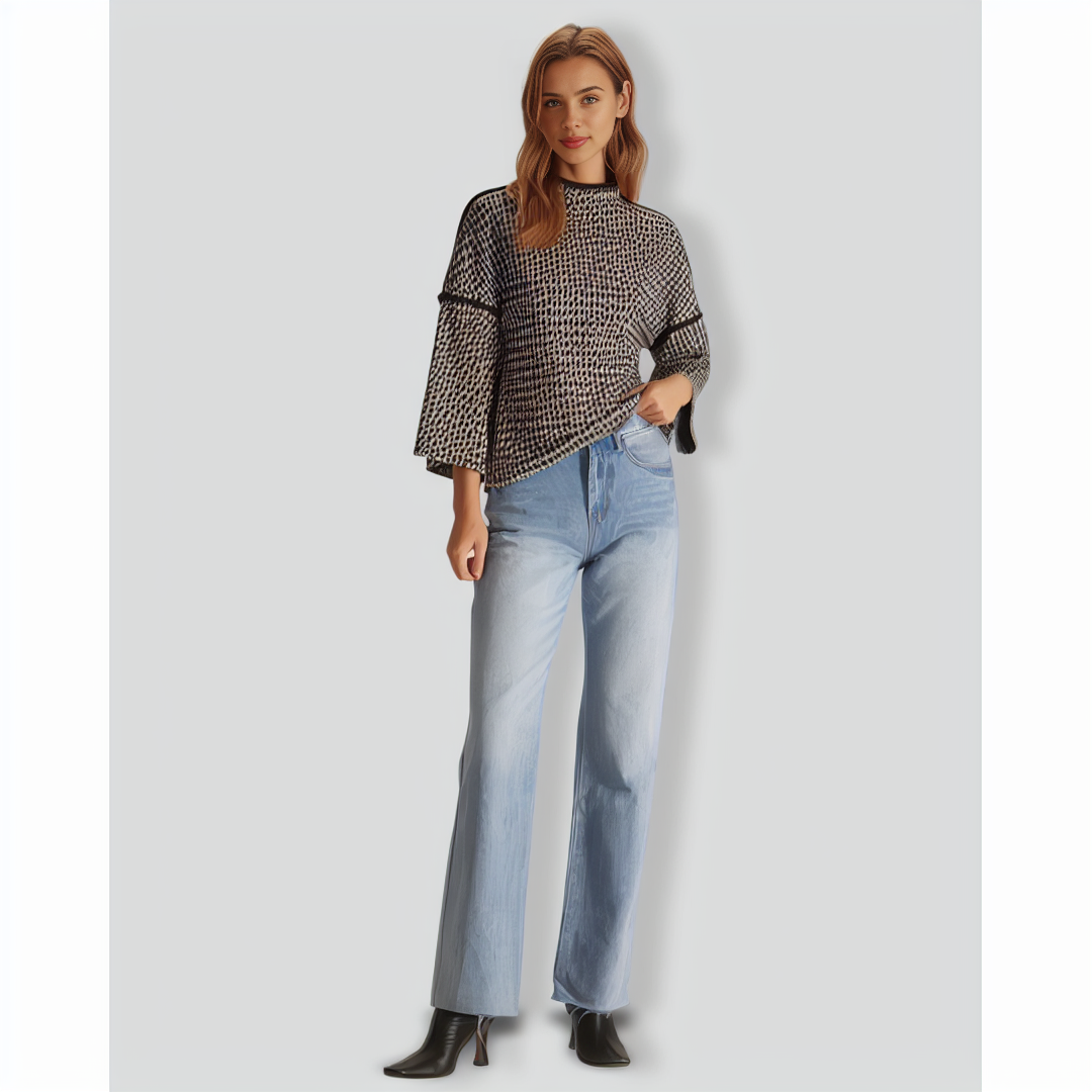 The Black Mock Neck Houndstooth Sweatshirt