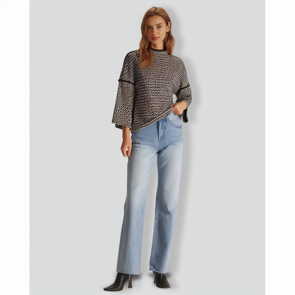 The Black Mock Neck Houndstooth Sweatshirt