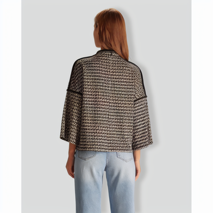 The Black Mock Neck Houndstooth Sweatshirt