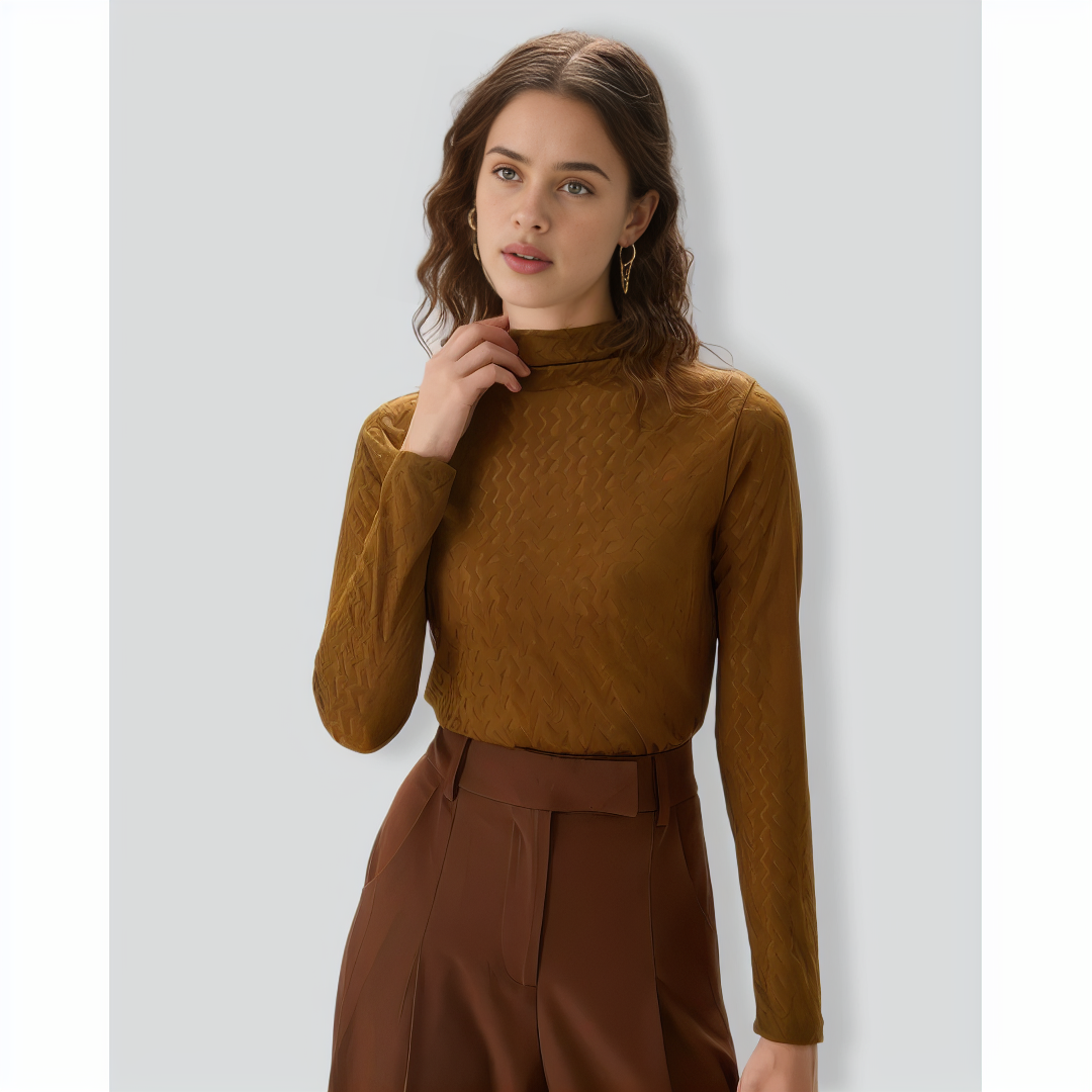 Army Green Mock Neck Knit Tee