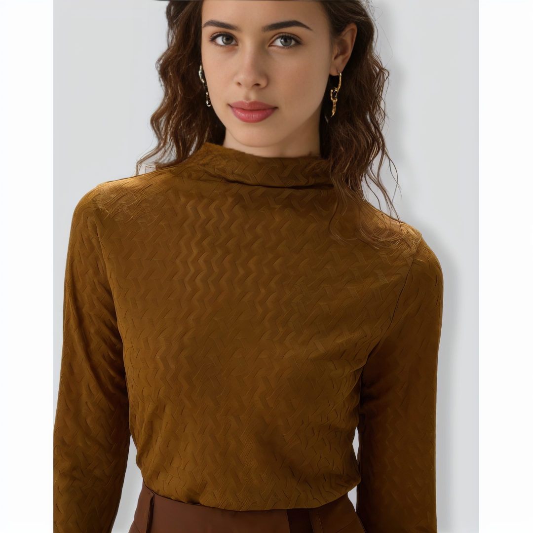 Army Green Mock Neck Knit Tee