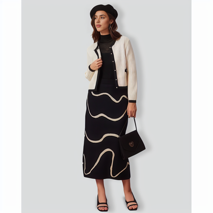 The Beige Round Neck Contrast Trim Cardigan