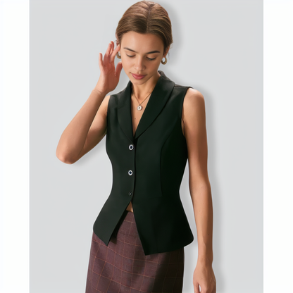 The Black Lapel Sleeveless Button Up Vest